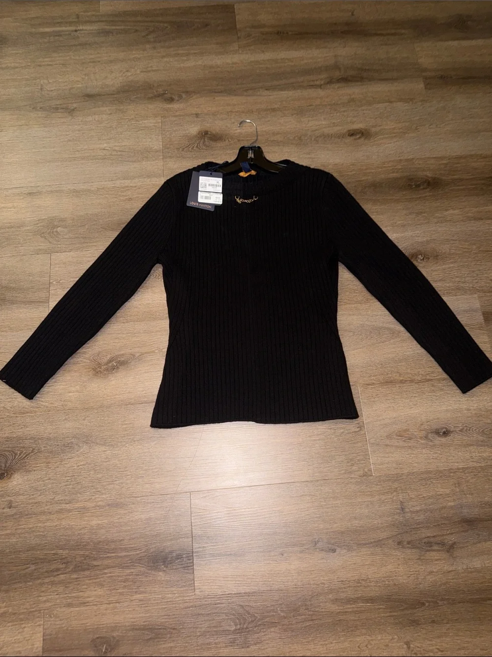Louis Vuitton Black Ribbed Long Sleeve Crewneck Top